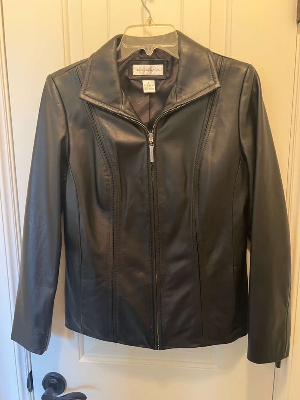 Preston & York Black Lambskin Leather Zip-Front Jacket - Women's Size S